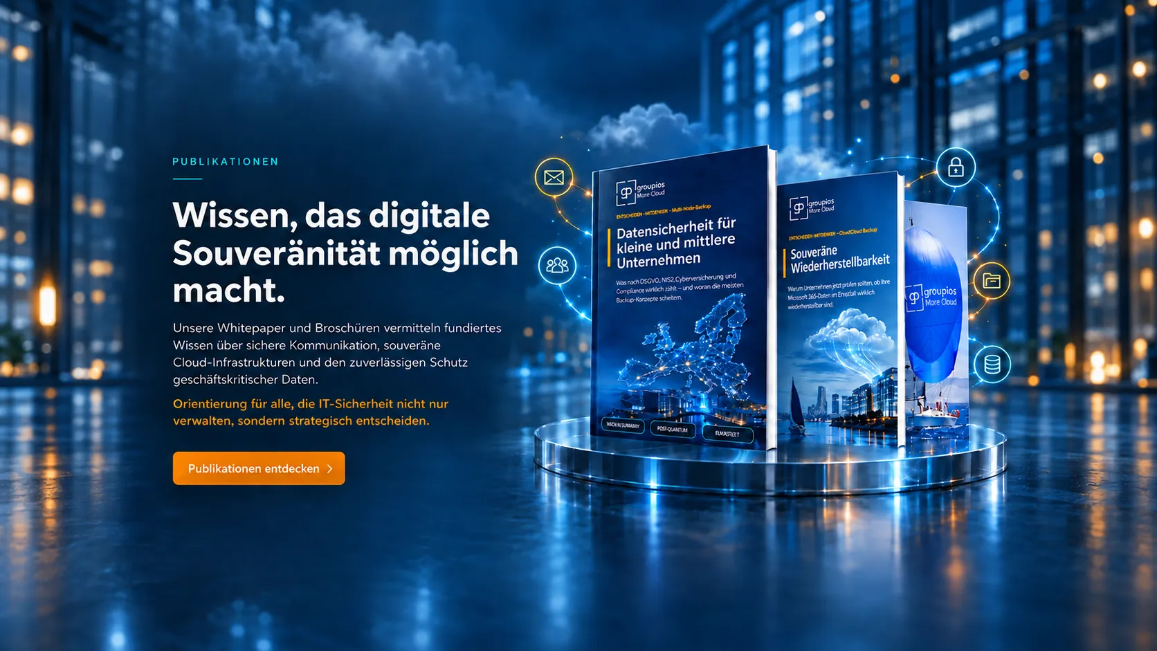 Publikationen: Wissen, das digitale Souveränität möglich macht. Unsere Whitepaper und Broschüren vermitteln fundiertes Wissen über sichere Kommunikation, souveräne Cloud-Infrastrukturen und den zuverlässigen Schutz geschäftskritischer Daten – Orientierung für alle, die IT-Sicherheit nicht nur verwalten, sondern strategisch entscheiden.